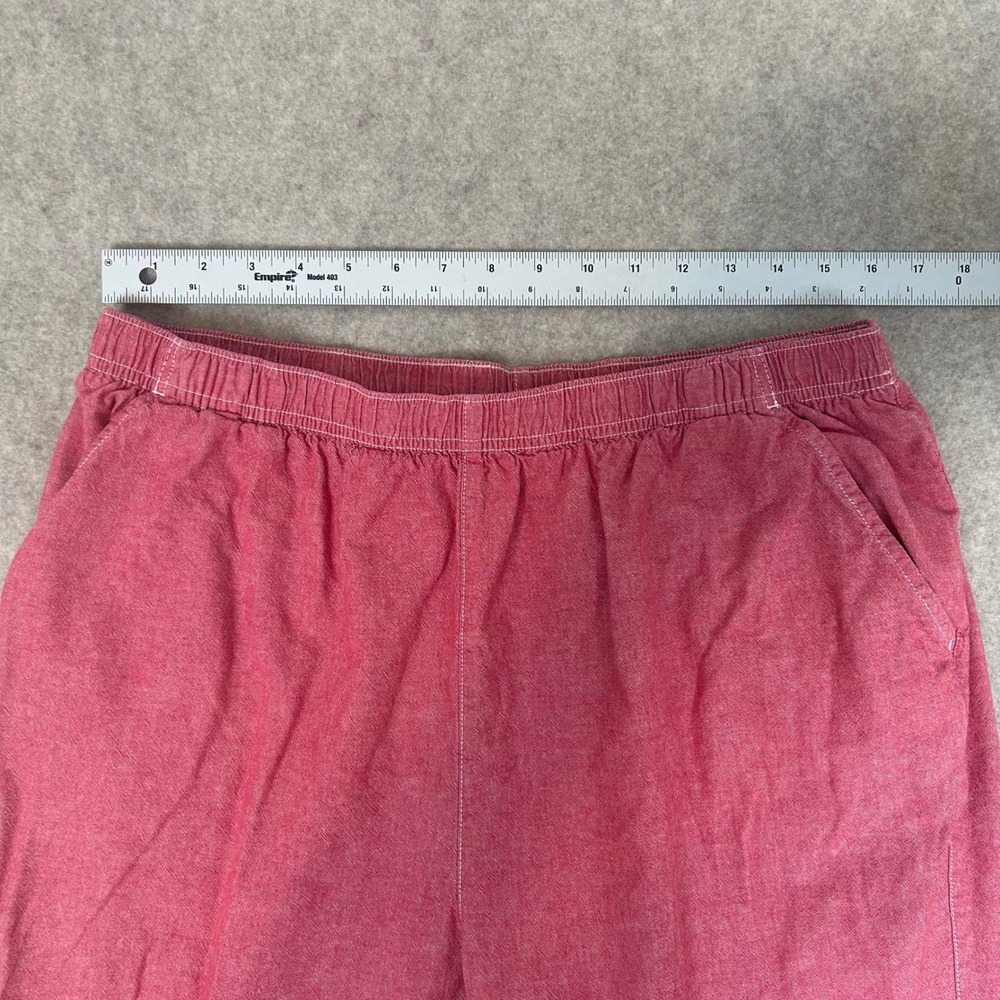 Classic‎ Elements Crop Pants Womens 18W Red Floral Embroidered Elastic Waist